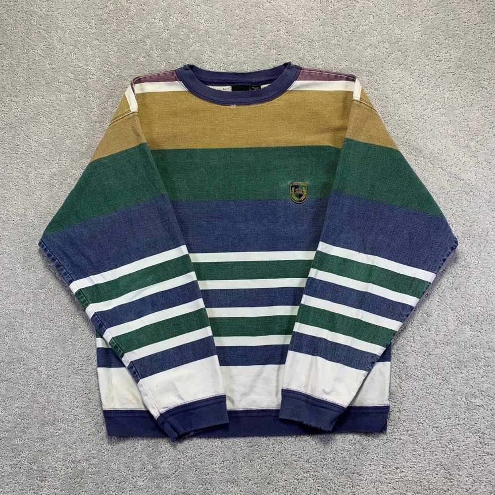 Vintage Structure Activewear Sweatshirt Mens XL Striped Made in USA Multicolor‎